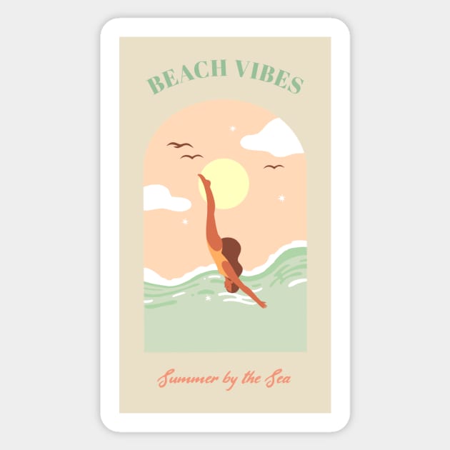 Summer by the Sea Beach Girl Beach Vibes Summertime Beach Babe Sticker by Tip Top Tee's